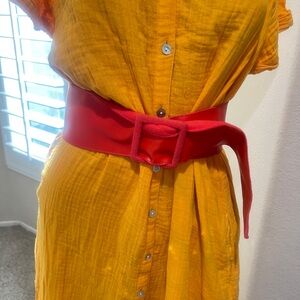 Unbranded Women’s Y2K 80s Red Soft Leather Waist Belt Waist‎ Cincher Medium